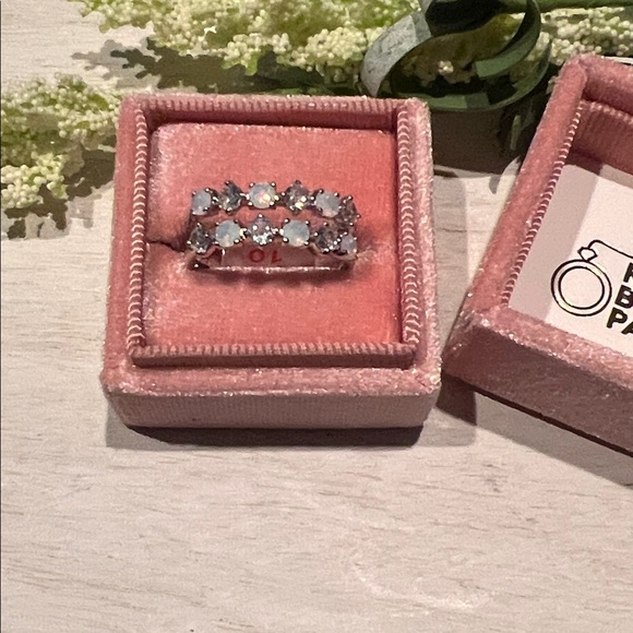 Bomb Party White Opal andCZ ring size 10 - Picture 2 of 4